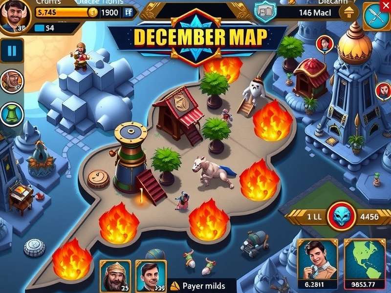 Hero Wars दिसंबर मैप 2024 फ्रॉस्टफायर फ्रंटियर का दृश्य