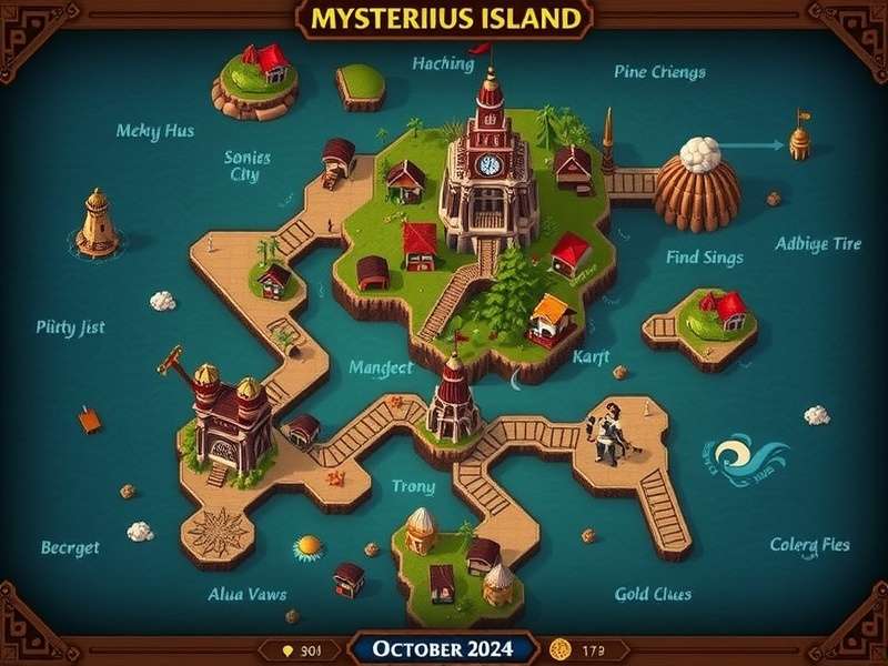 Hero Wars रहस्यमय द्वीप अक्टूबर 2024 का पूरा मानचित्र दिखाता हुआ