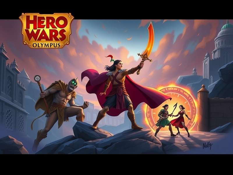 Hero Wars Olympus Chapter 3 gameplay screenshot showing Zeus and Hera battling