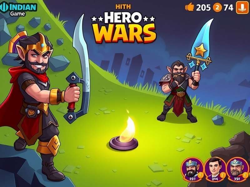 Hero Wars की सर्वश्रेष्ठ टीम कम्पोज़िशन दिखाता हुआ चित्र जिसमें विभिन्न हीरो एक साथ लड़ते हुए दिख रहे हैं