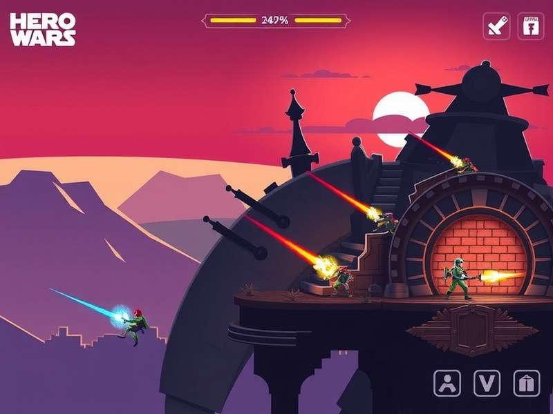 Hero Wars silent gameplay screenshot showing a detailed battle interface with heroes and skills active