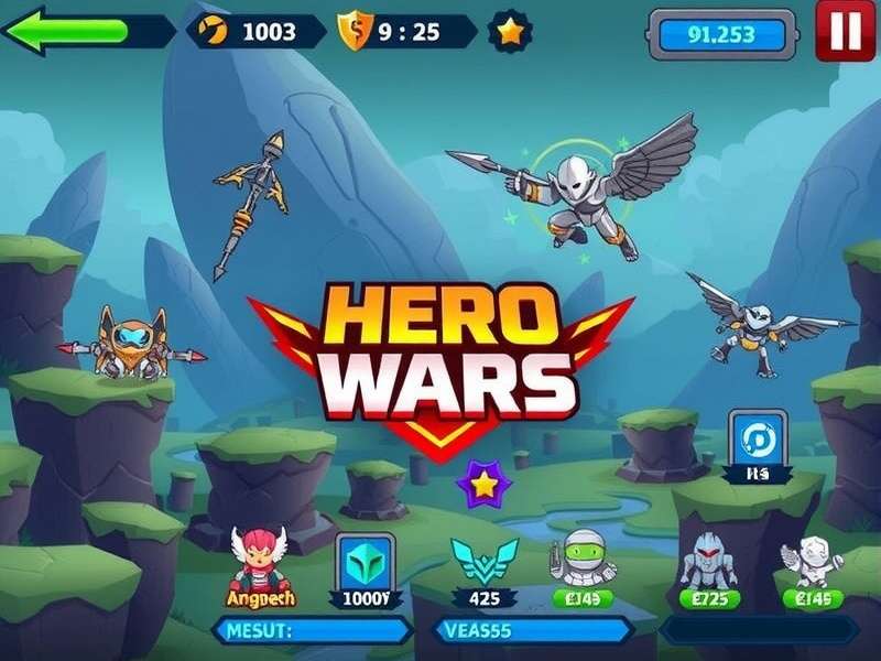 Hero Wars gameplay screenshot showing epic battle scenes