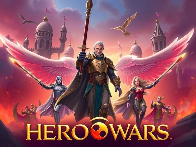 Artistic render of the Dominion Era hero squad in Hero Wars, showcasing their powerful armor and energy effects