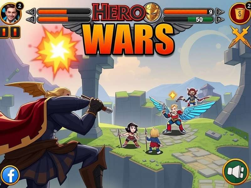 Hero Wars Facebook interface showing team battle and social features