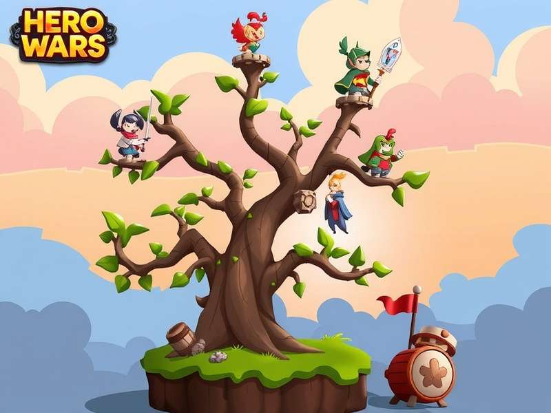 Visual mapping of Hero Wars interconnected talent trees showing branching paths