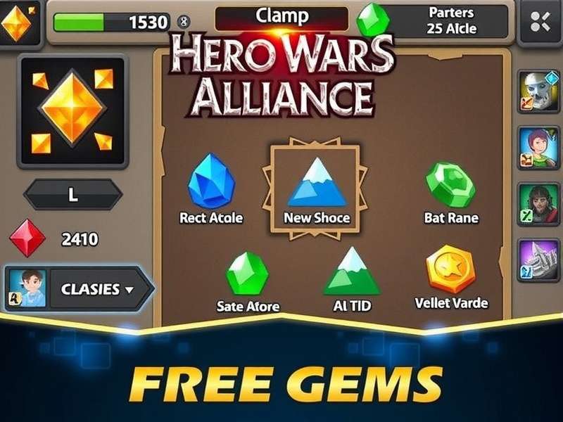 Strategic gameplay screenshot showing gem rewards in Hero Wars Alliance interface