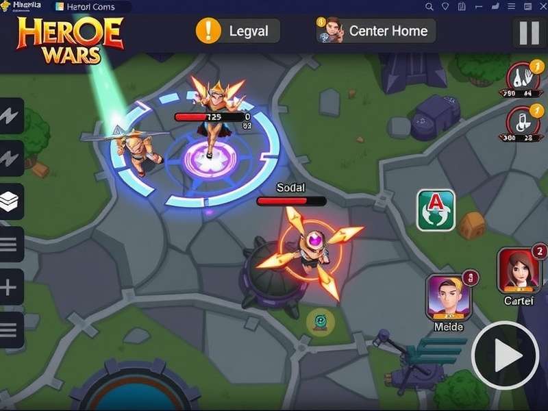 Hero Wars Online battle scene showing fantasy characters in combat