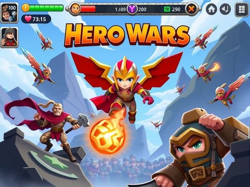 Hero Wars Dominion Era epic battle scene with heroes and titans