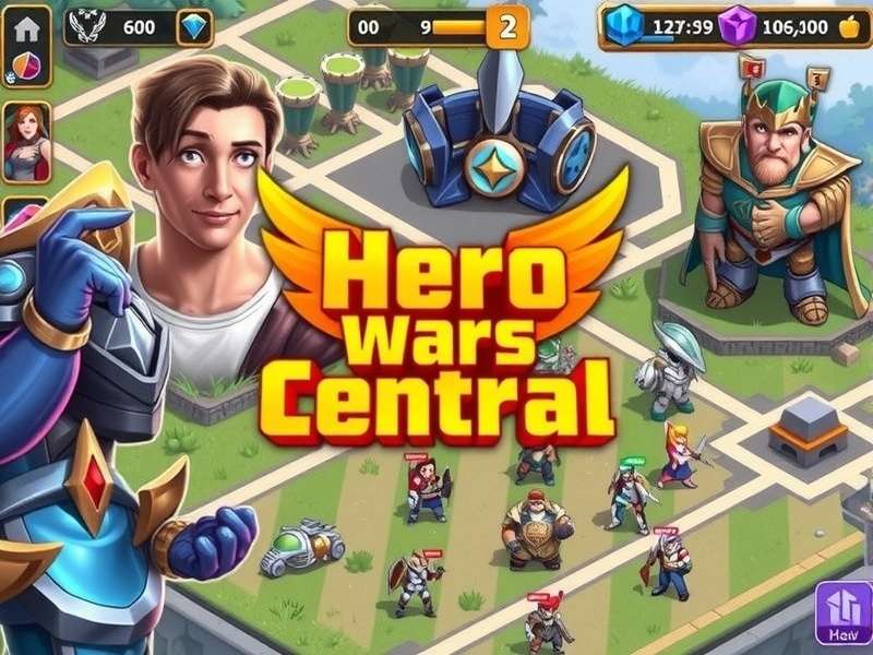 Hero Wars Central Strategy Interface showing characters and battle formations