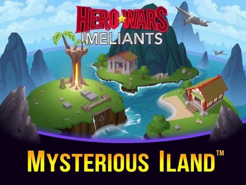 Mysterious Island landscape with ancient ruins and glowing titan artifacts