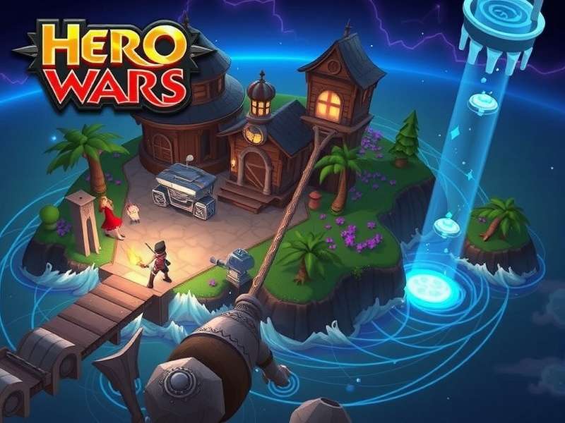 Hero Wars September Mysterious Island event banner with hidden island artwork
