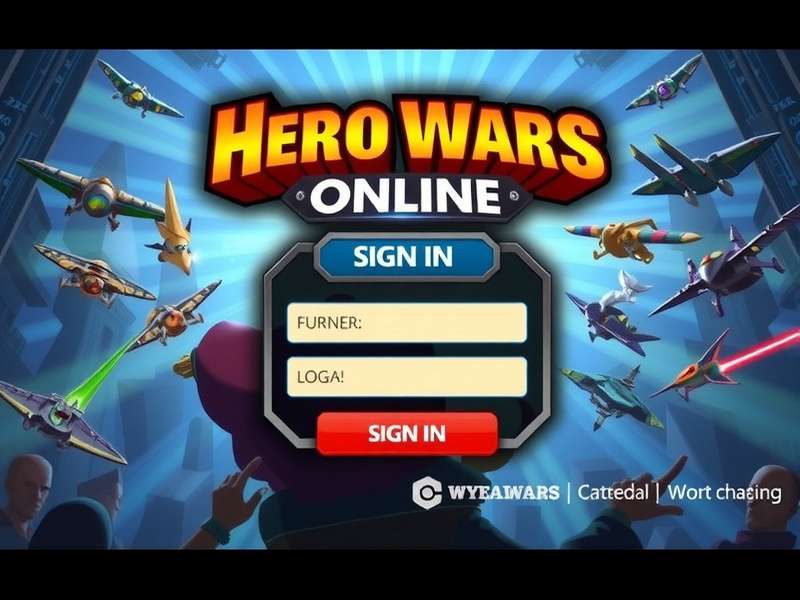 Hero Wars Online Sign In banner showing epic battle scene with heroes and dragons
