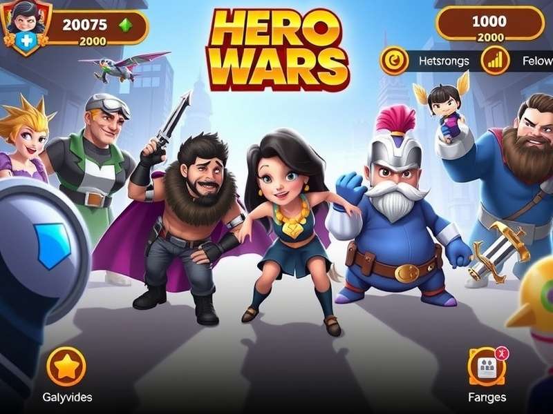 Hero Wars free gift codes banner with heroes and rewards