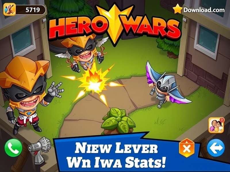 Hero Wars epic battle scene with heroes and titans